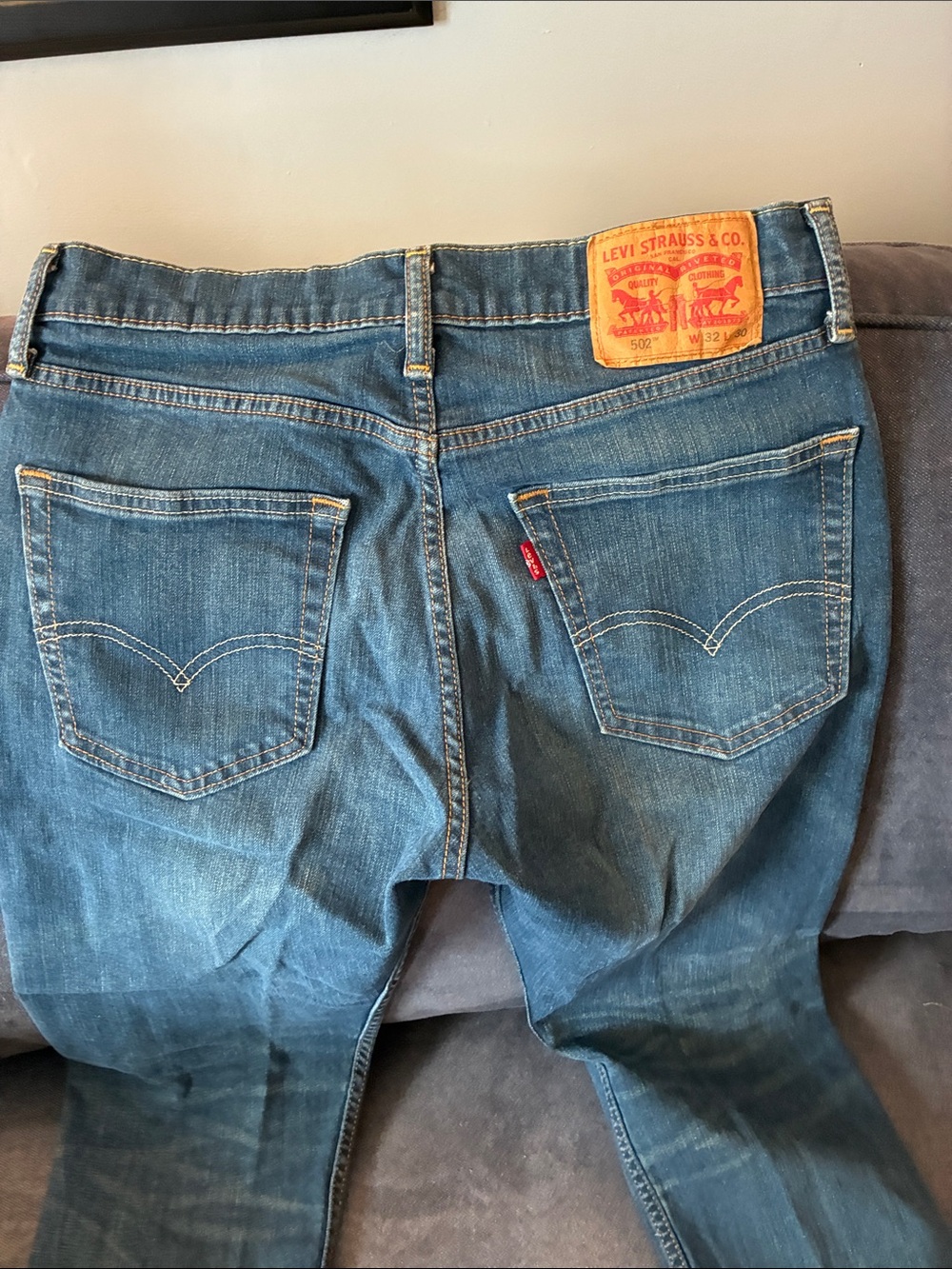 Levi's Men's Blue Denim Slim Straight Jeans with Leather Patch